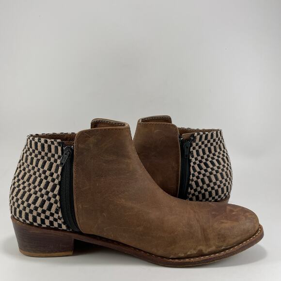 The Root Collective Lee Slip On Booties Womens Size 10 Brown Leather Woven - Picture 4 of 11